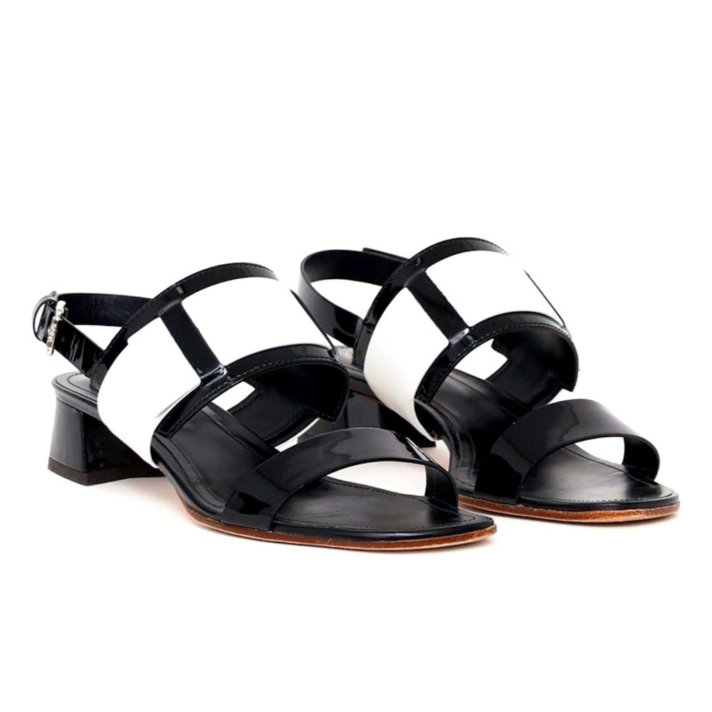Tod’s Black & White Block Heel Sandal 36